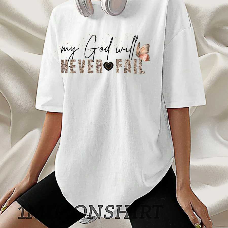 My God Will Never Fail T-Shirt Leopard Print Christian Faith Tee